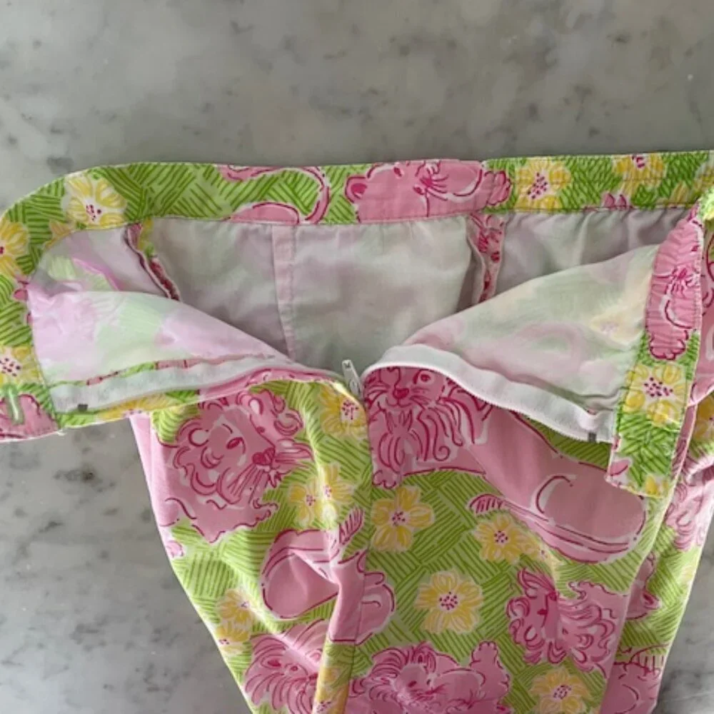 LILLY PULITZER Lion Cub Loungin' Lions  Pink Green Elastic Waist Pants G…